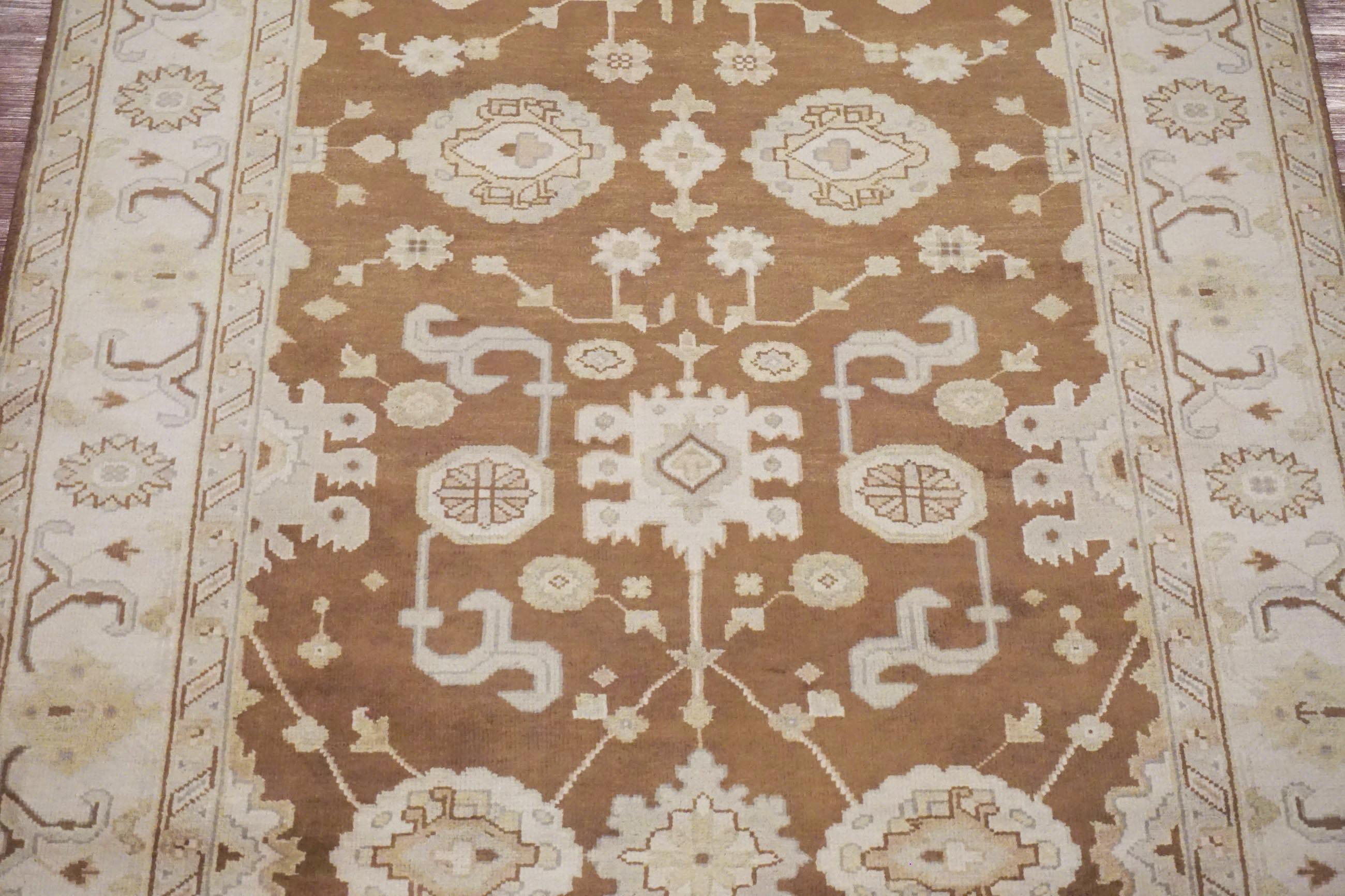 Hand-Knotted Brown Vegetable Dyed Oushak For Sale