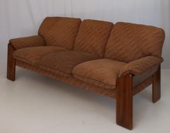 Braunes Samt 3-Sitzer Sofa von Mobil Girgi, 70er Jahre