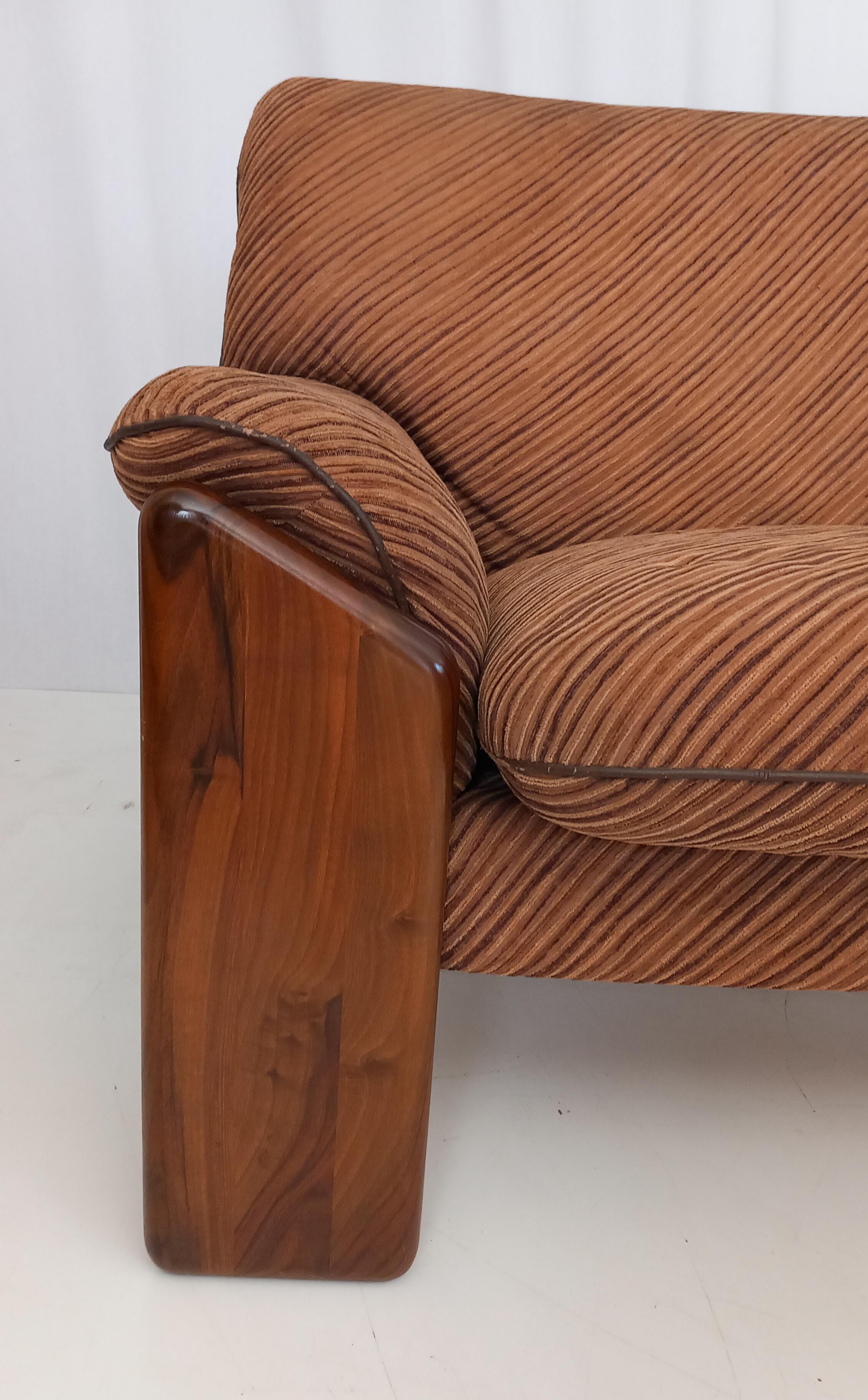 Brown Velvet 3-Seater Sofa by Mobil Girgi, 70s (Italian) im Angebot