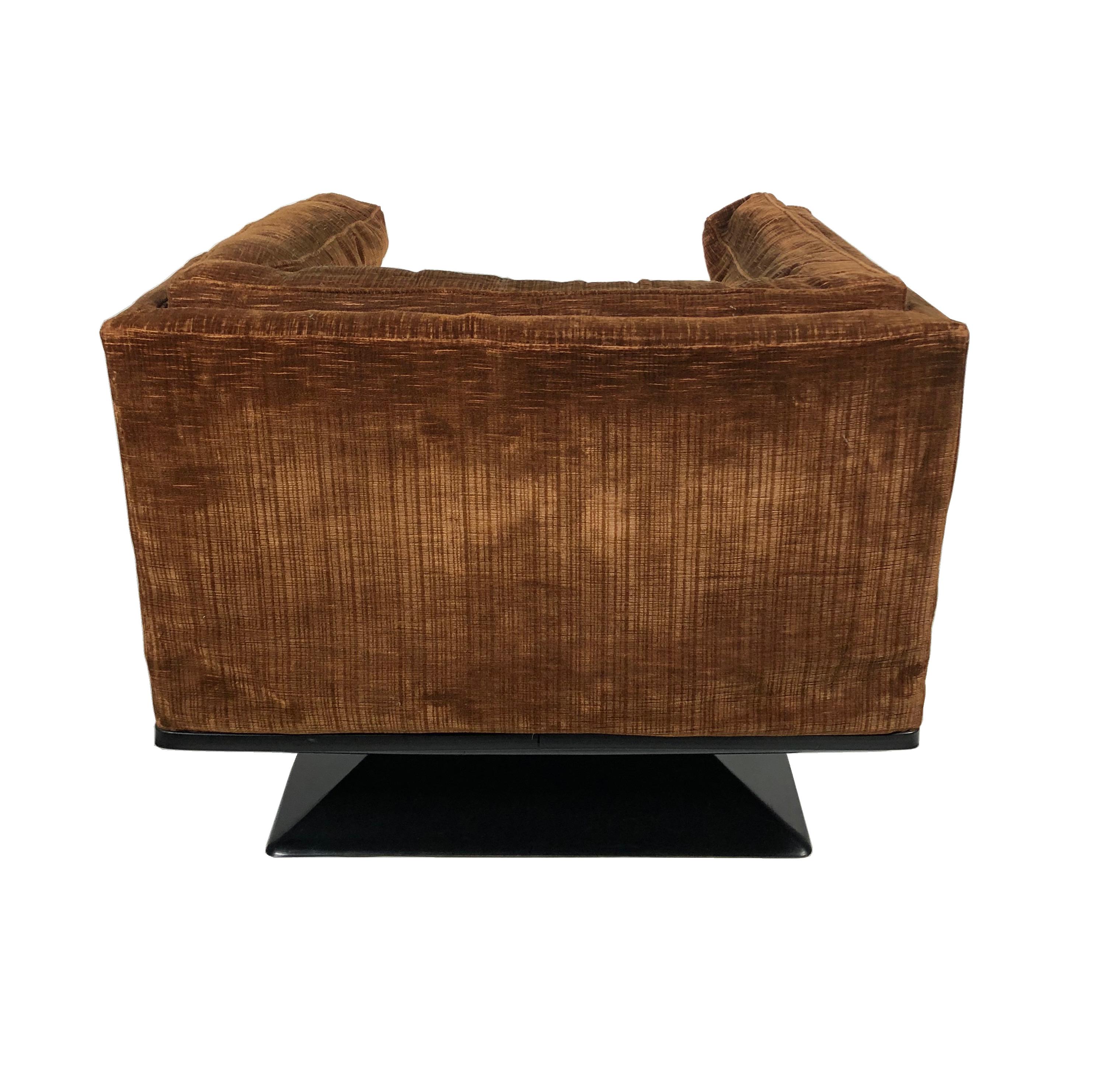 Mid-20th Century Brown Velvet Fiberglass Armchair by Luigi Pellegrin for MIM Roma, 1950s, Italy For Sale