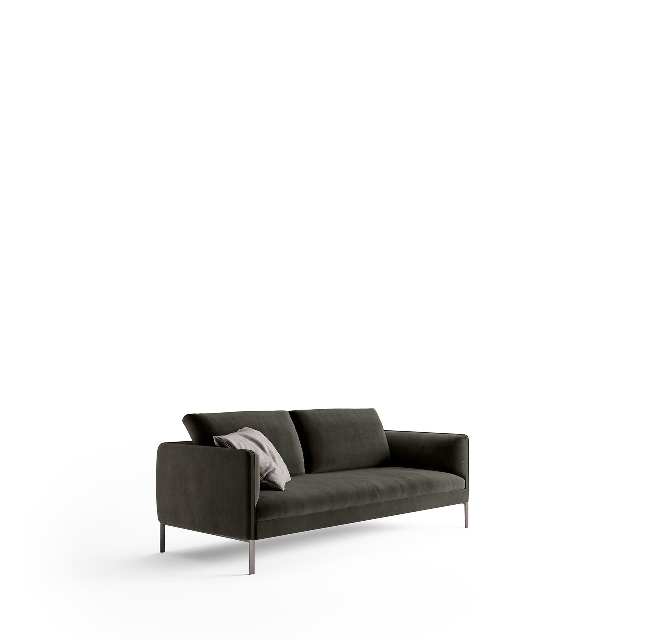 Paul is a linear single-cushion sofa envisioned by Belgian designer Vincent Van Duysen. Strong lines and angles are contrasted by buttery soft velvet to create a piece characterized by comfort and understated elegance. A luxurious sofa that is