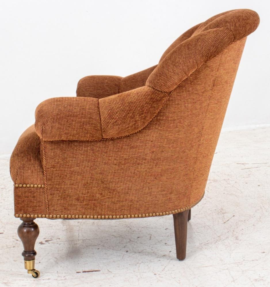 American Classical Brown/Vermilion Chenille Upholstered Arm Chair