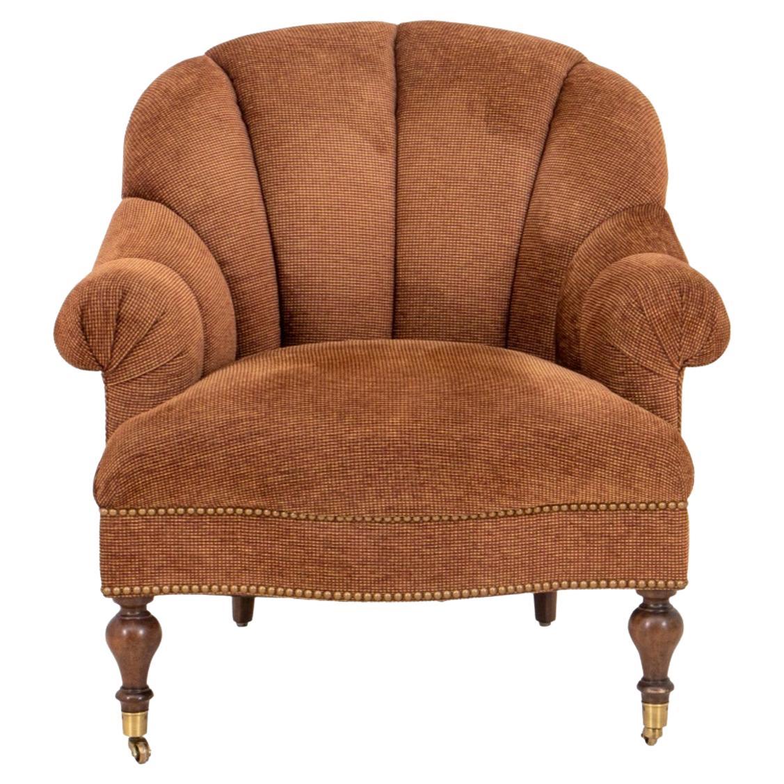 Brown/Vermilion Chenille Upholstered Arm Chair