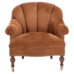 Vintage Brown/Vermilion Chenille Upholstered Arm Chair
