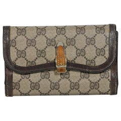 Brown Retro Gucci Canvas GG Diamante Logo Wallet