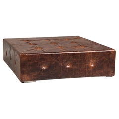 Brown Vintage Look Squared Ottoman