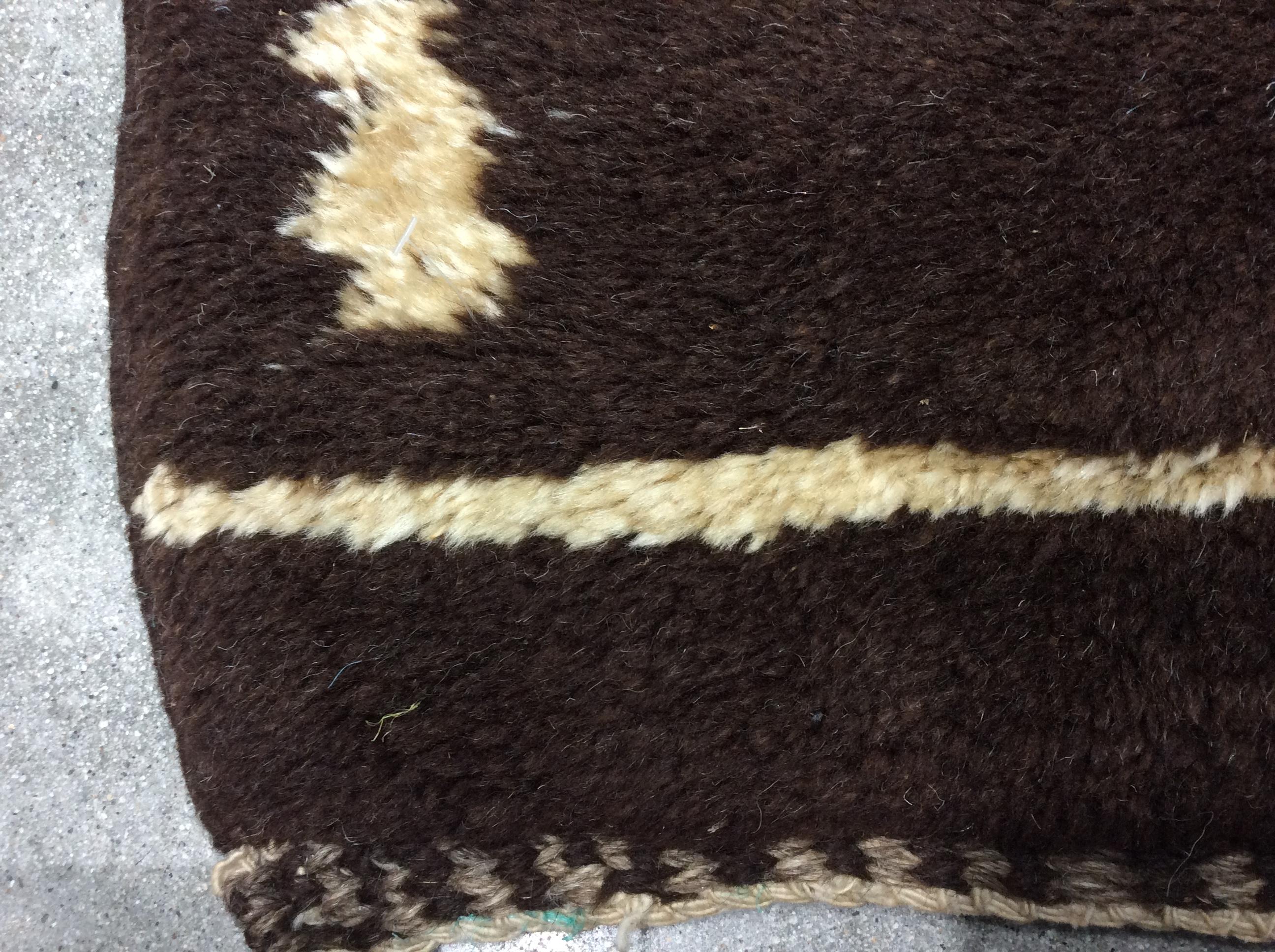 Hand-Knotted Brown Vintage Moroccan Rug For Sale