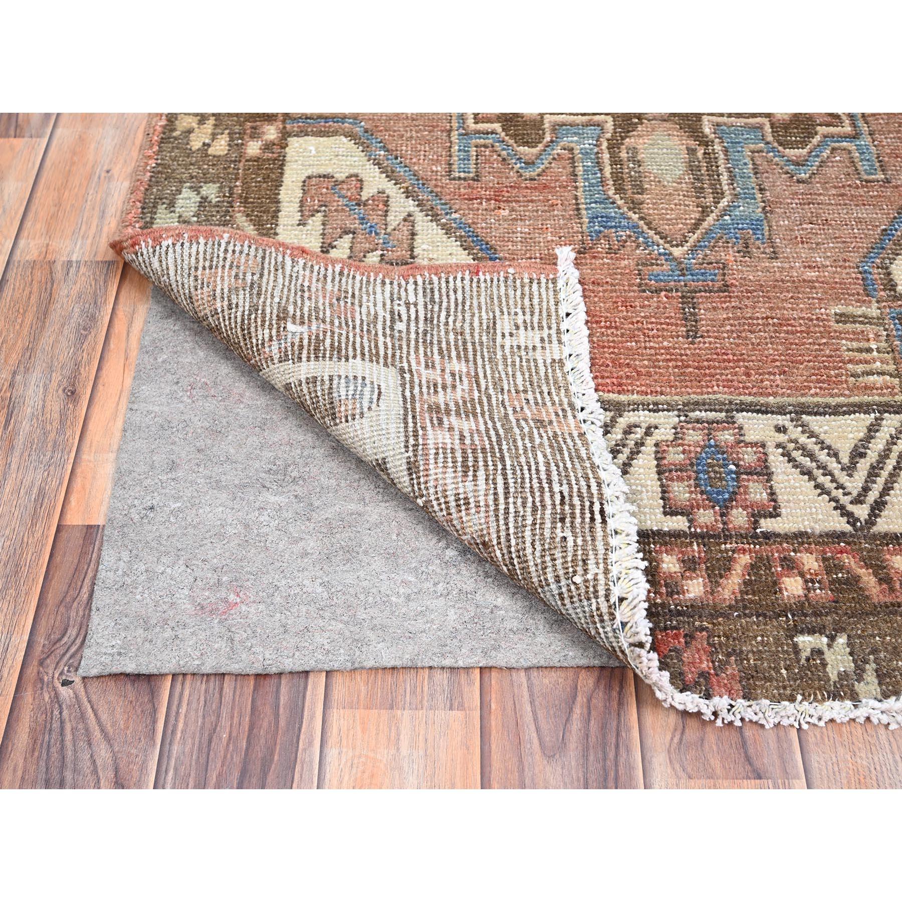 Hand-Knotted Brown Vintage Northwest Persian Abrash Clean Hand Knotted Soft Wool Runner Rug For Sale