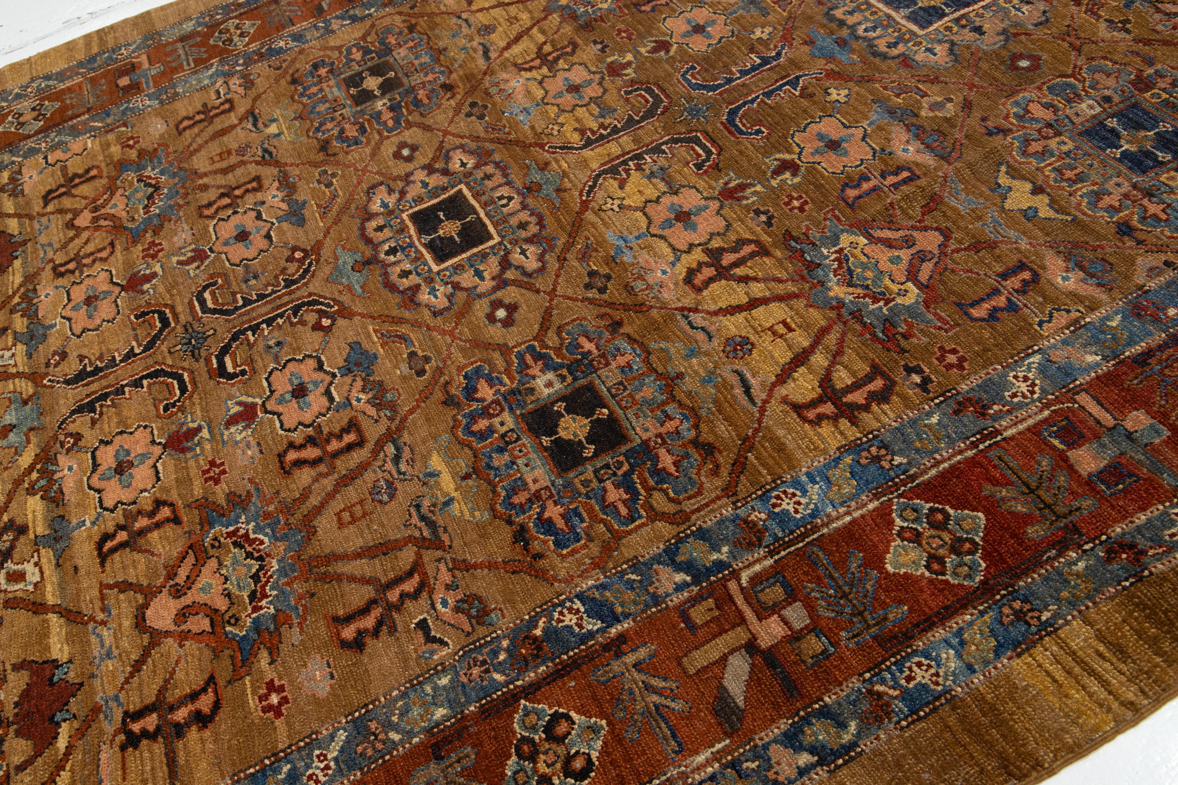 Brauner persischer Bakshaish Vintage-Teppich aus handgefertigter Stammeswolle im Angebot 4