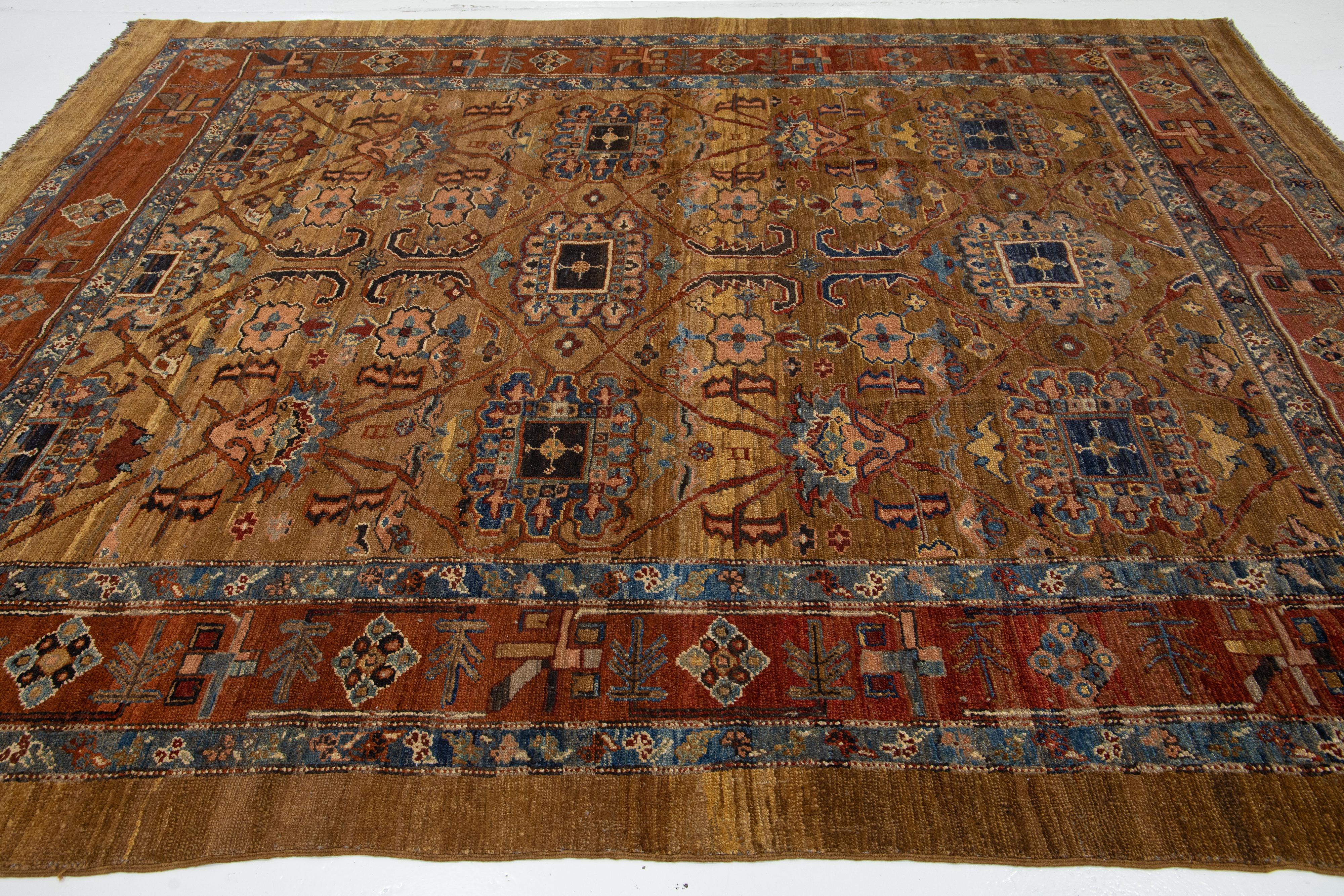 Brauner persischer Bakshaish Vintage-Teppich aus handgefertigter Stammeswolle im Angebot 5