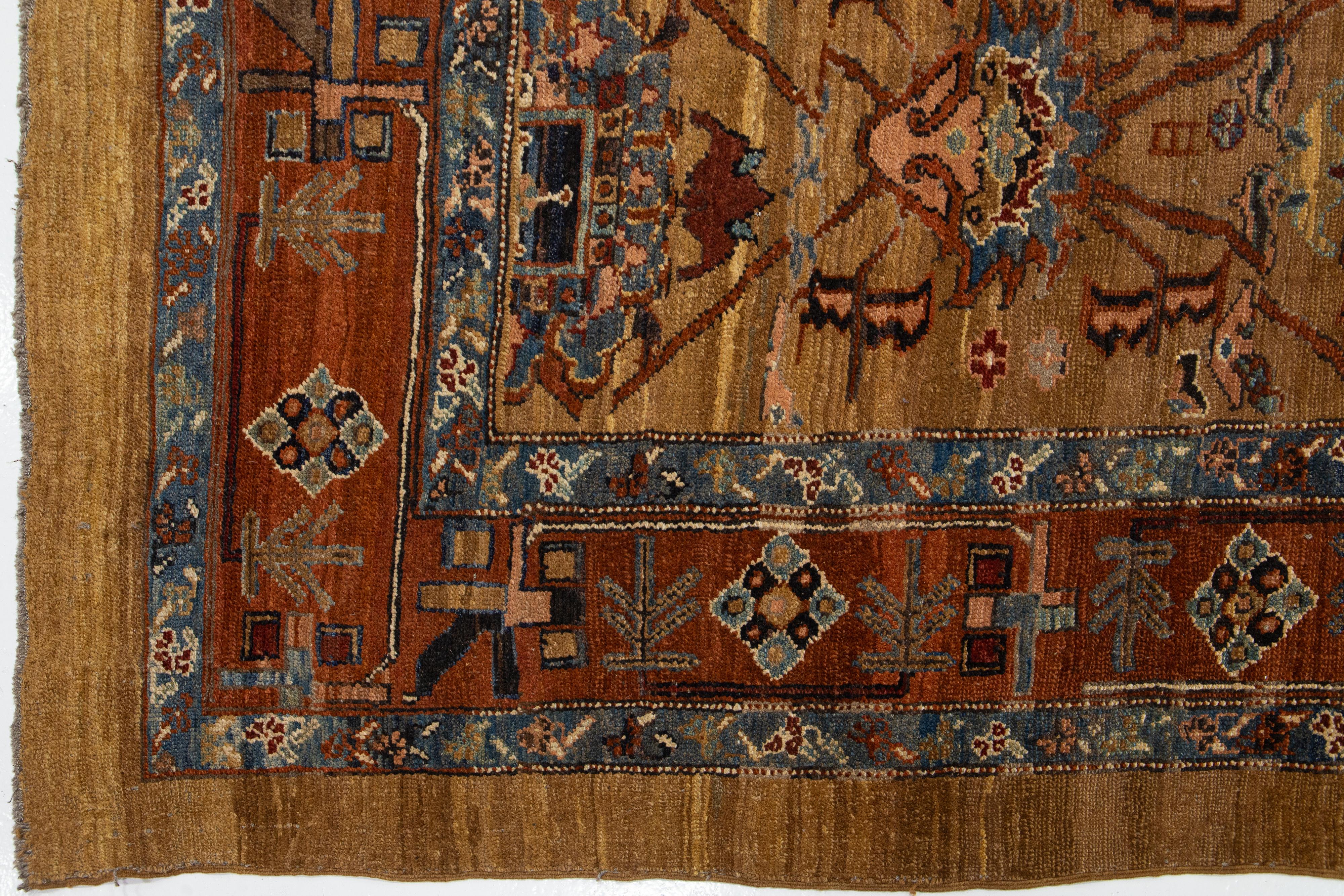 Brauner persischer Bakshaish Vintage-Teppich aus handgefertigter Stammeswolle im Angebot 7