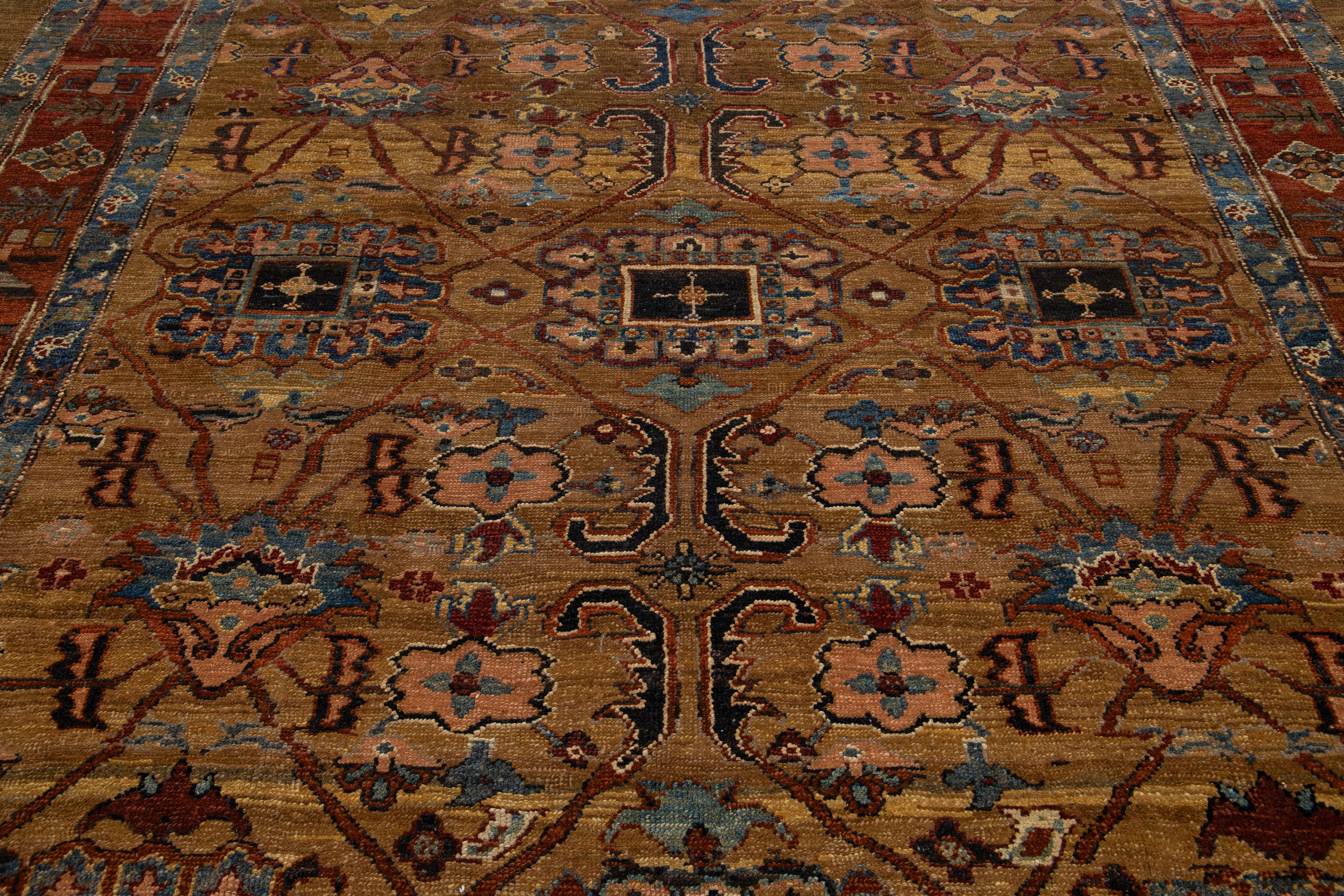 Brauner persischer Bakshaish Vintage-Teppich aus handgefertigter Stammeswolle im Angebot 8