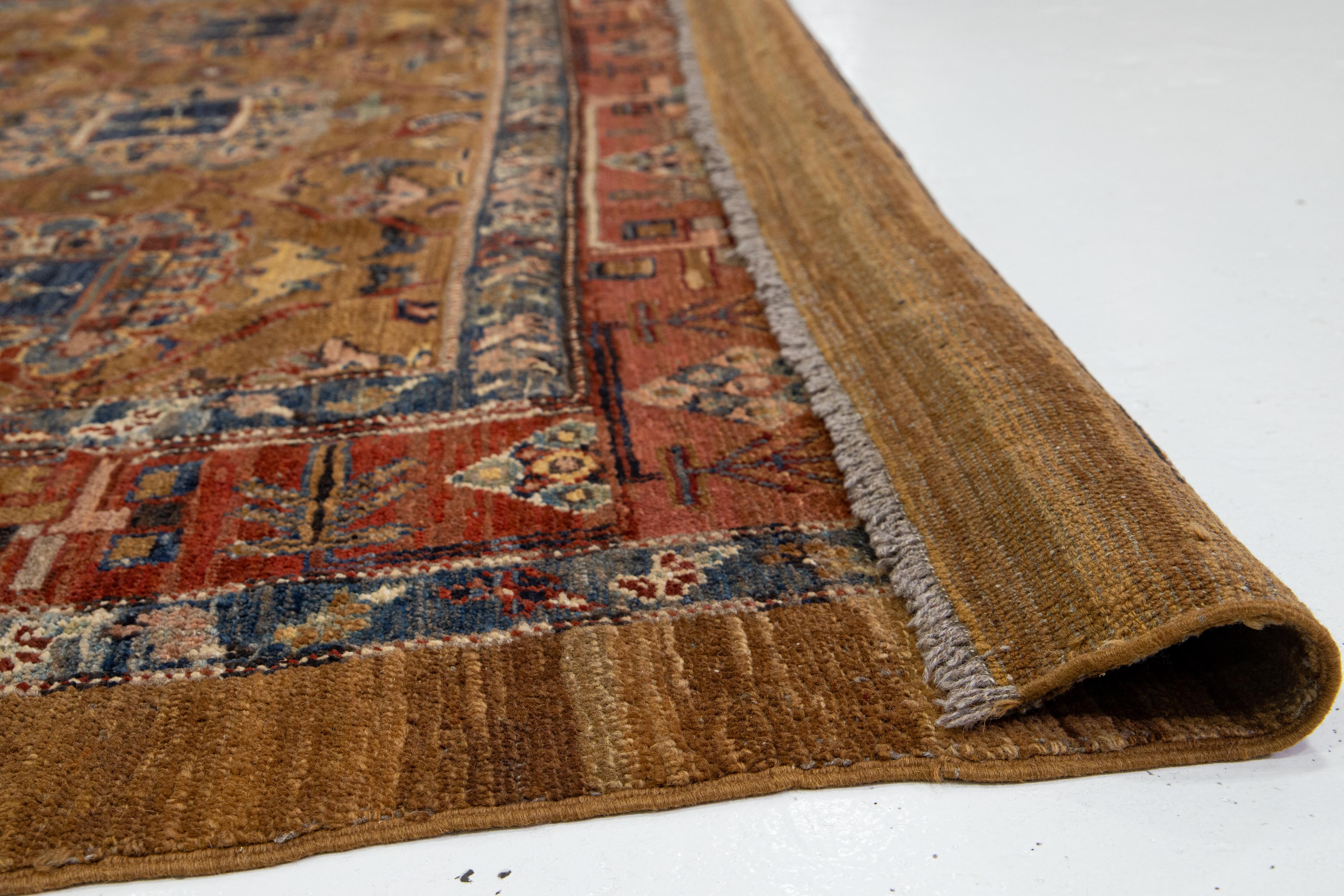 Brauner persischer Bakshaish Vintage-Teppich aus handgefertigter Stammeswolle im Angebot 6