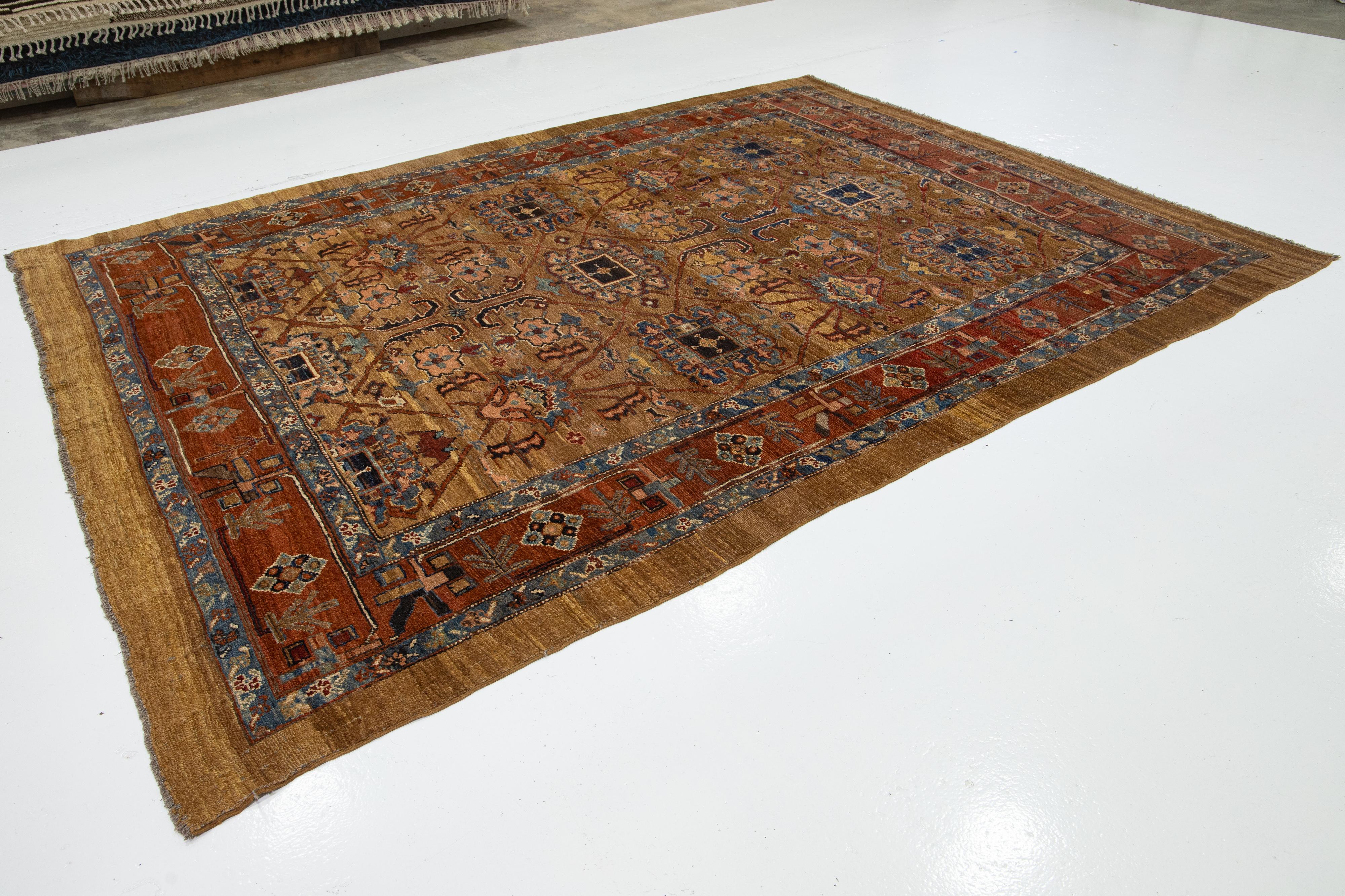 Brauner persischer Bakshaish Vintage-Teppich aus handgefertigter Stammeswolle (Wolle) im Angebot