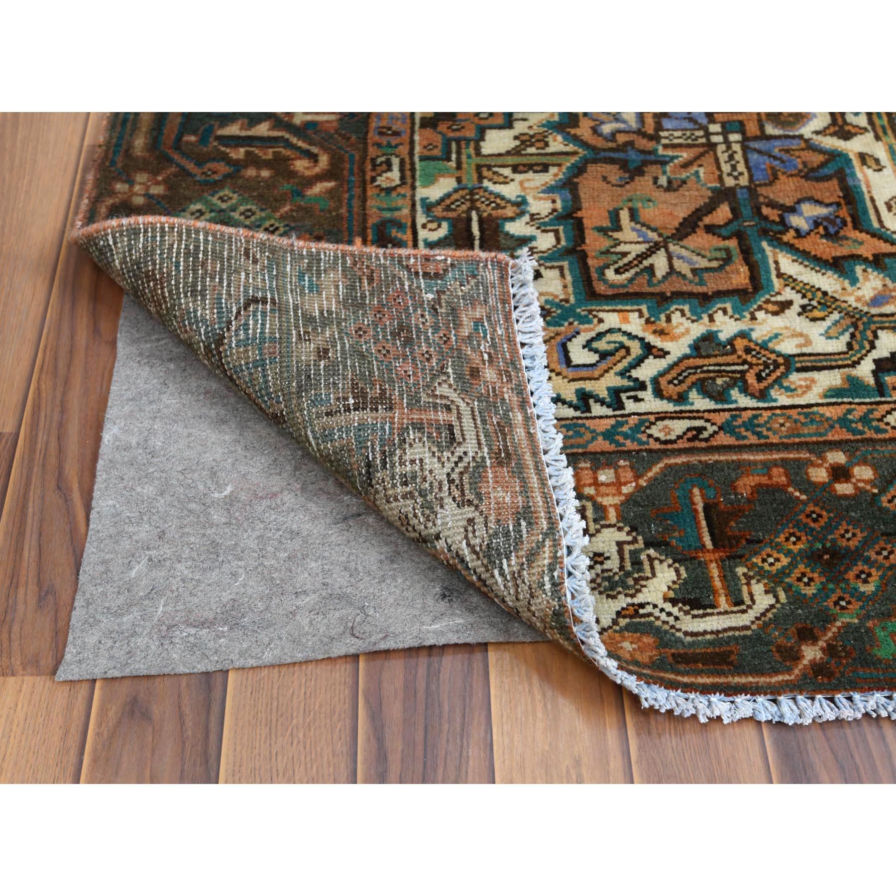 Brown Vintage Persian Heriz Clean Hand Knotted Oriental Rug In Good Condition In Carlstadt, NJ
