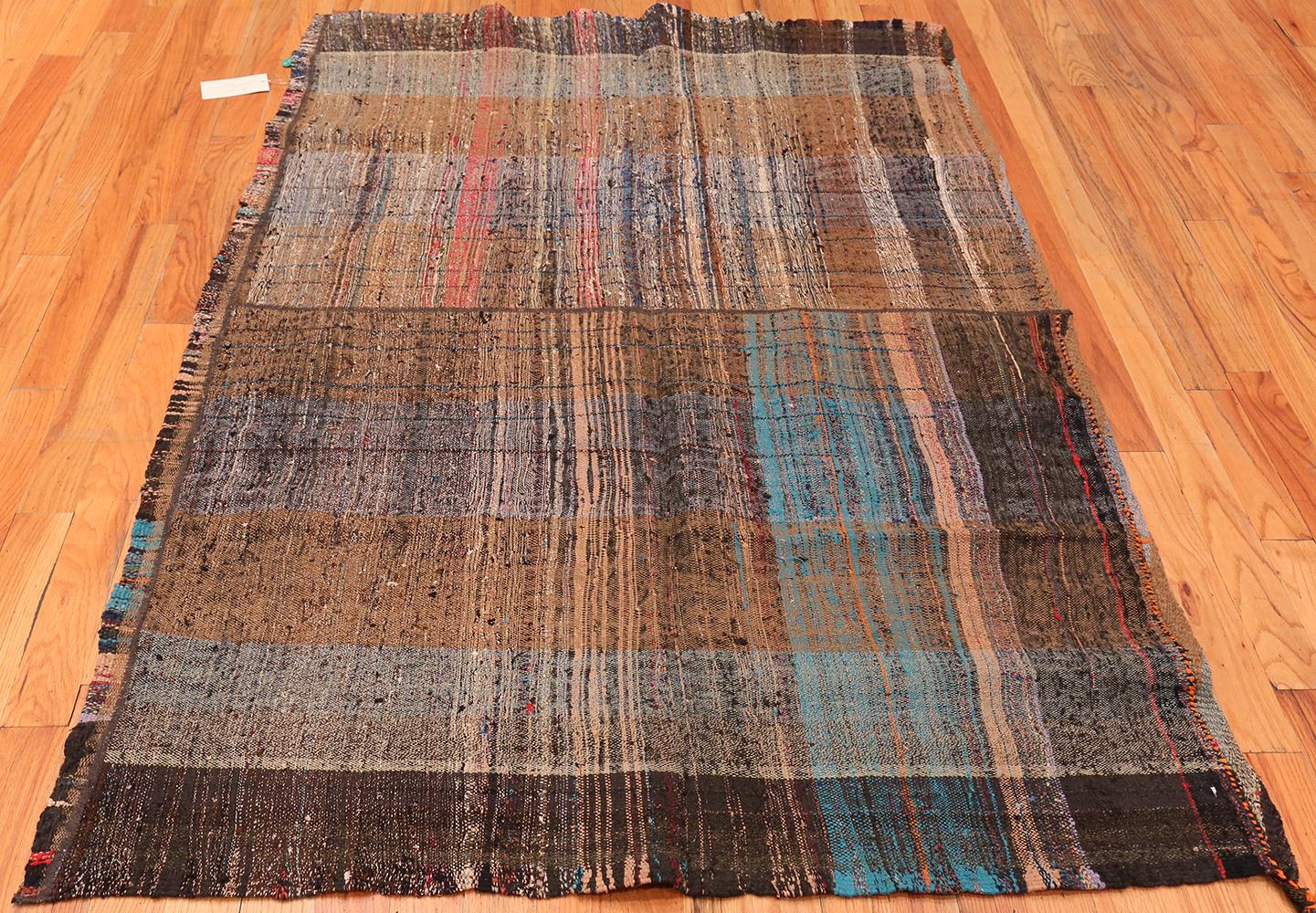 Brown Vintage Persian Kilim Rug. Size: 5 ft x 6 ft 9 in 1