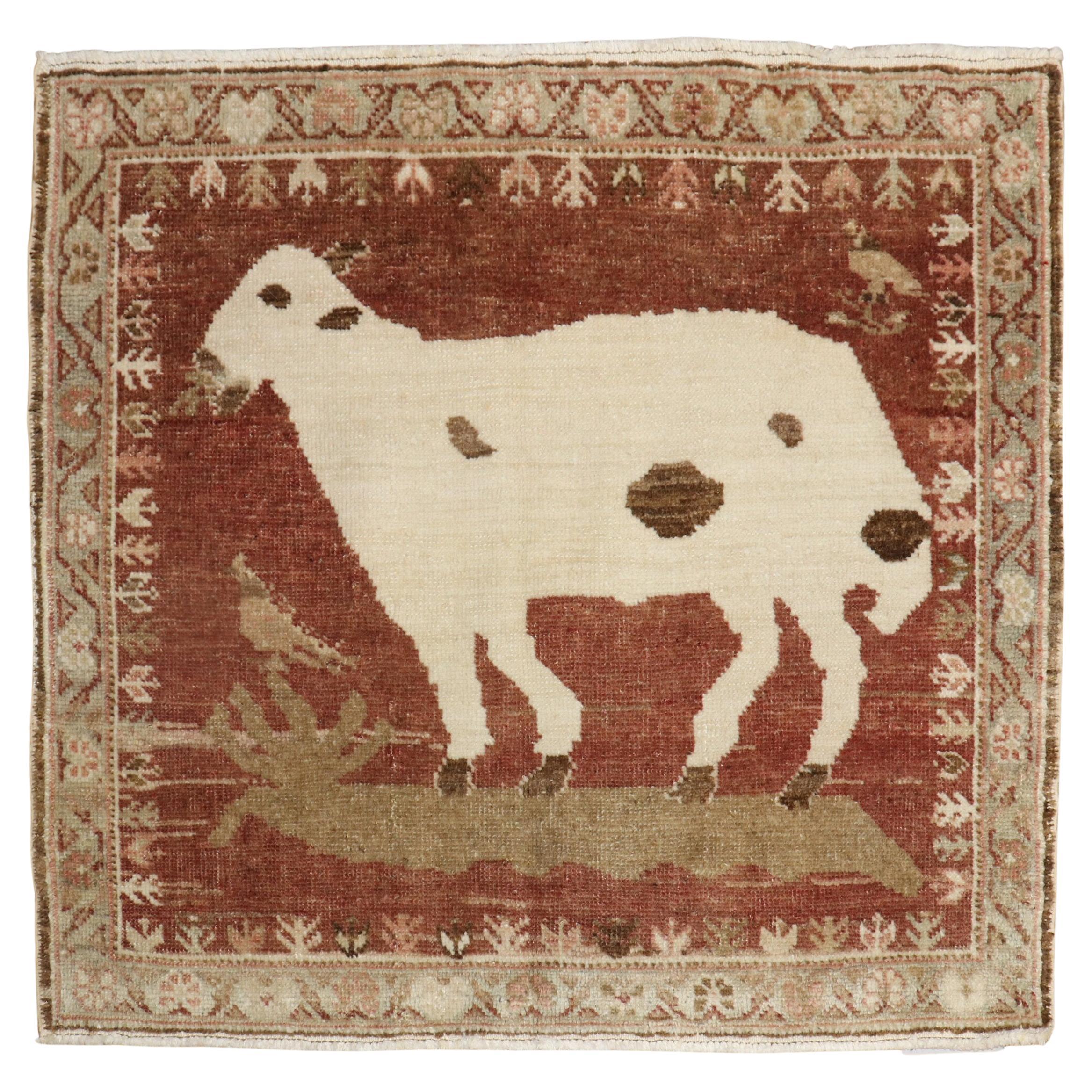 Brown Vintage Turkish Goat Rug For Sale