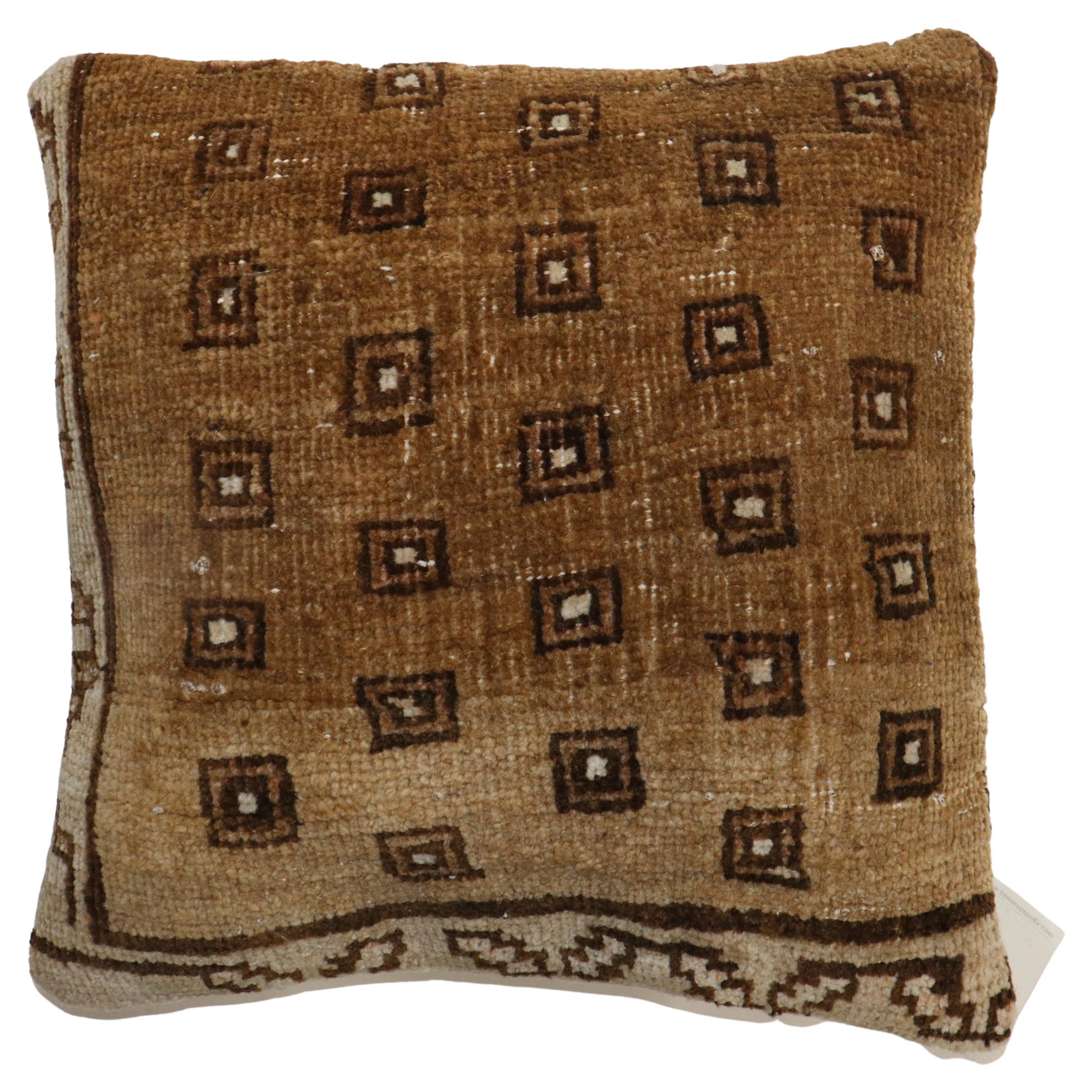 Brown Vintage Turkish Kars Rug Pillow