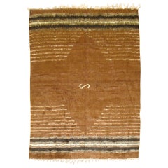 Brown Used Turkish Mohair Blanket Rug