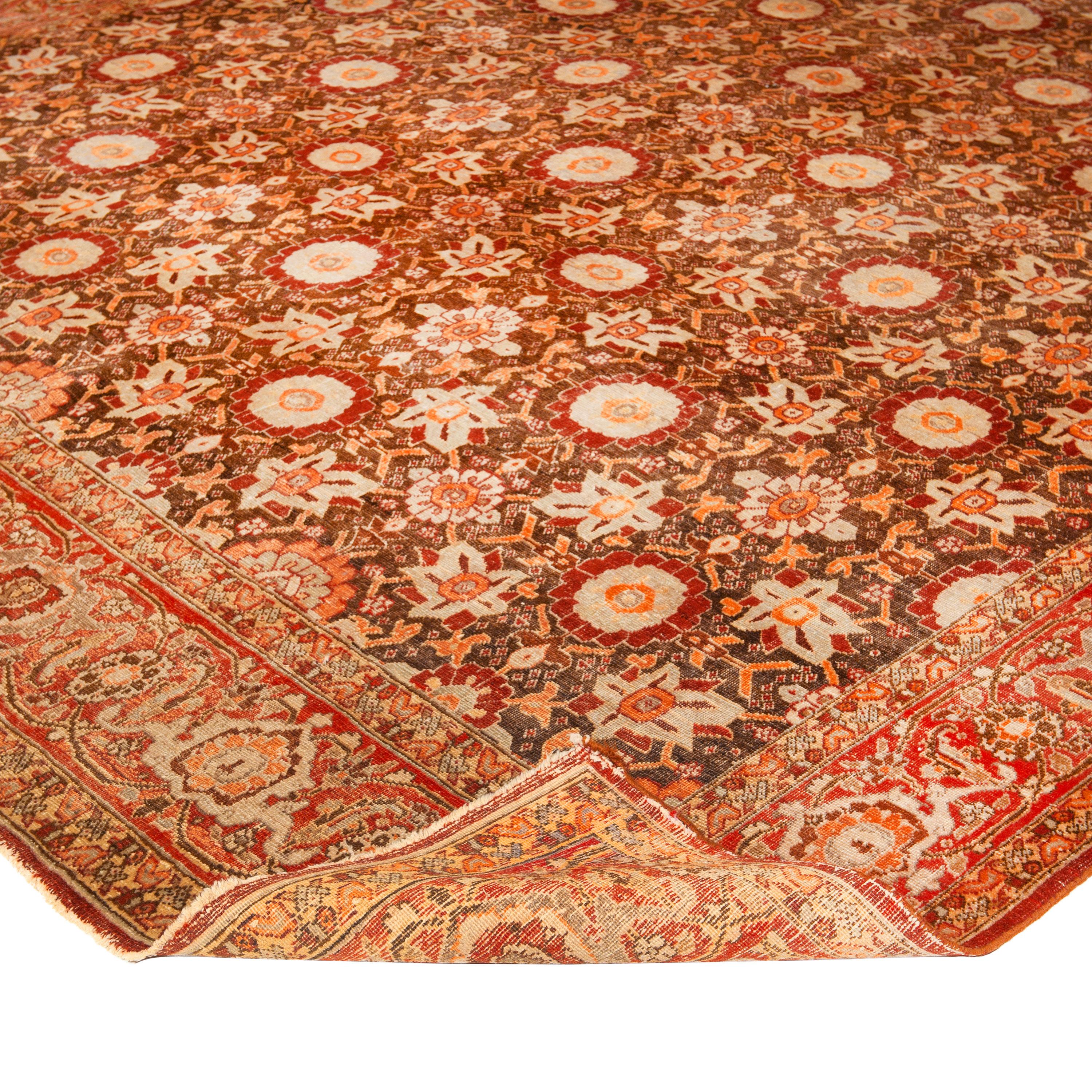 abc carpet Brown Vintage Tabriz Wool Persian Rug - 9'5