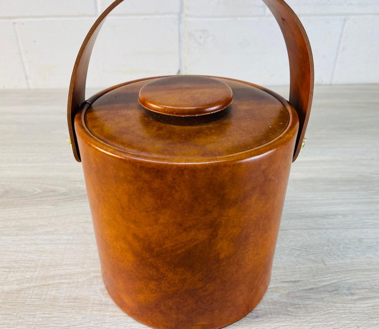 Brown Vinyl Round Ice Bucket For Sale at 1stDibs