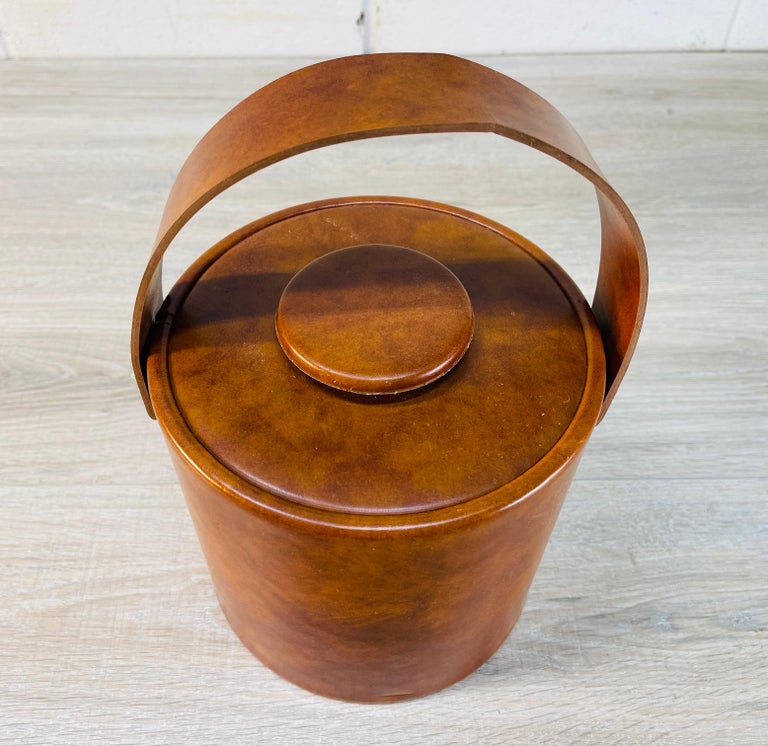 Brown Vinyl Round Ice Bucket For Sale at 1stDibs