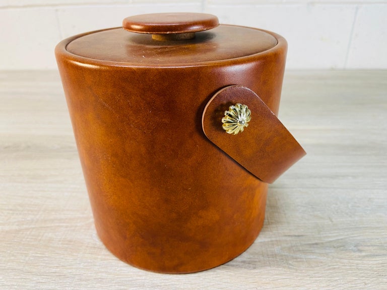 Brown Vinyl Round Ice Bucket For Sale at 1stDibs