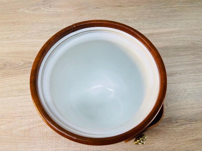 Brown Vinyl Round Ice Bucket For Sale at 1stDibs