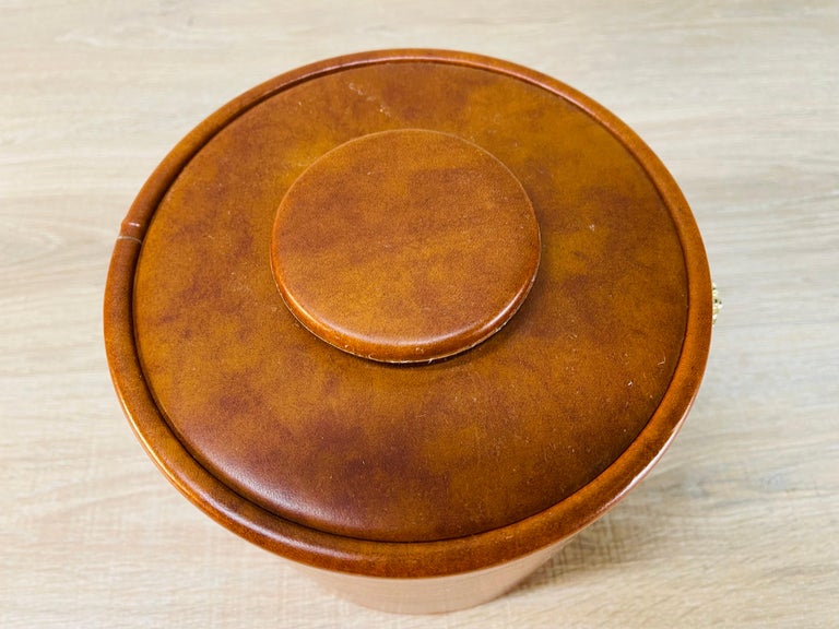 Brown Vinyl Round Ice Bucket For Sale at 1stDibs