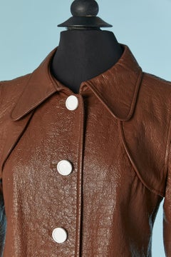 Cappotto monopetto in vinile marrone Coates