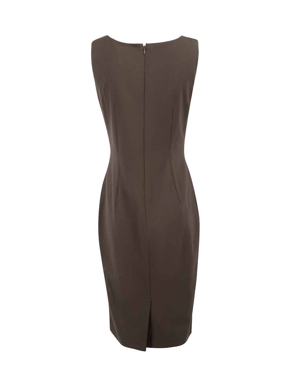 Dolce & Gabbana Brown Virgin Wool Midi-Length Dress Size M In Good Condition In London, GB