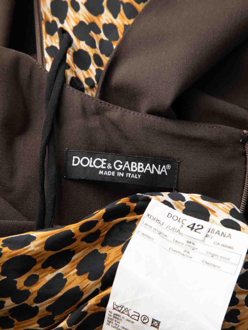 Women's Dolce & Gabbana Brown Virgin Wool Midi-Length Dress Size M