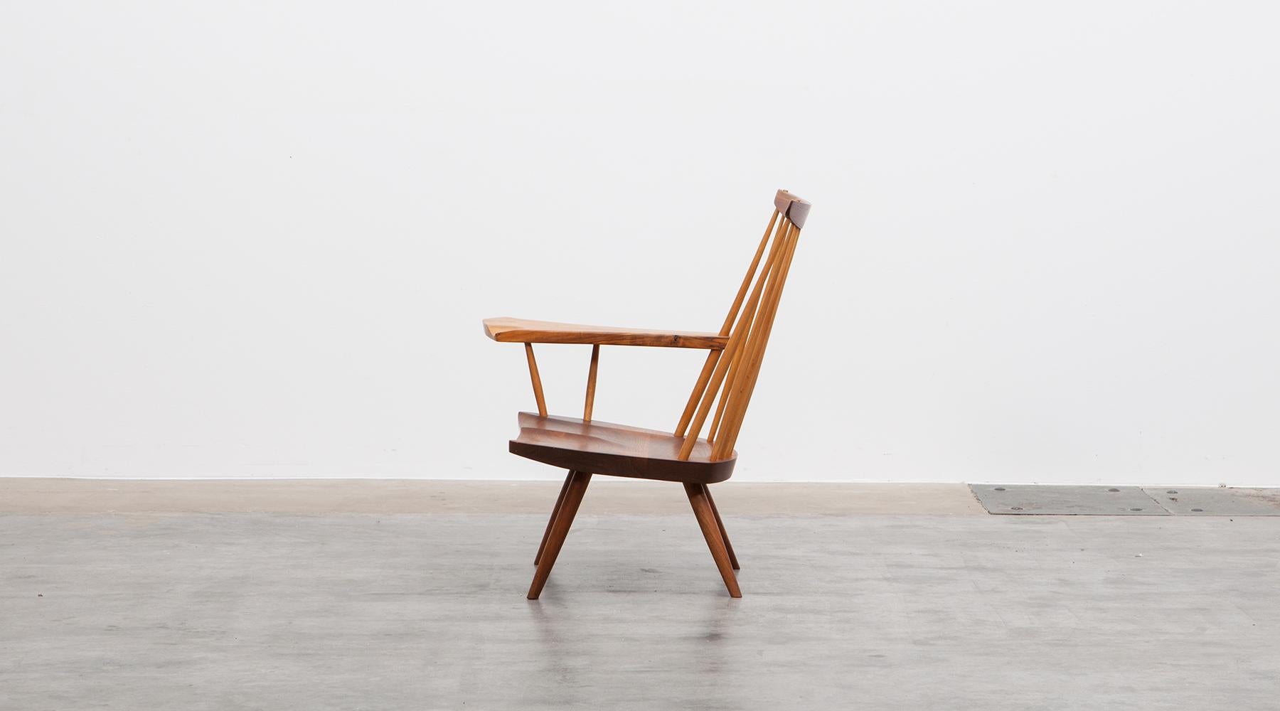 Mid-Century Modern Brown Walnut Armchair Designed by George Nakashima