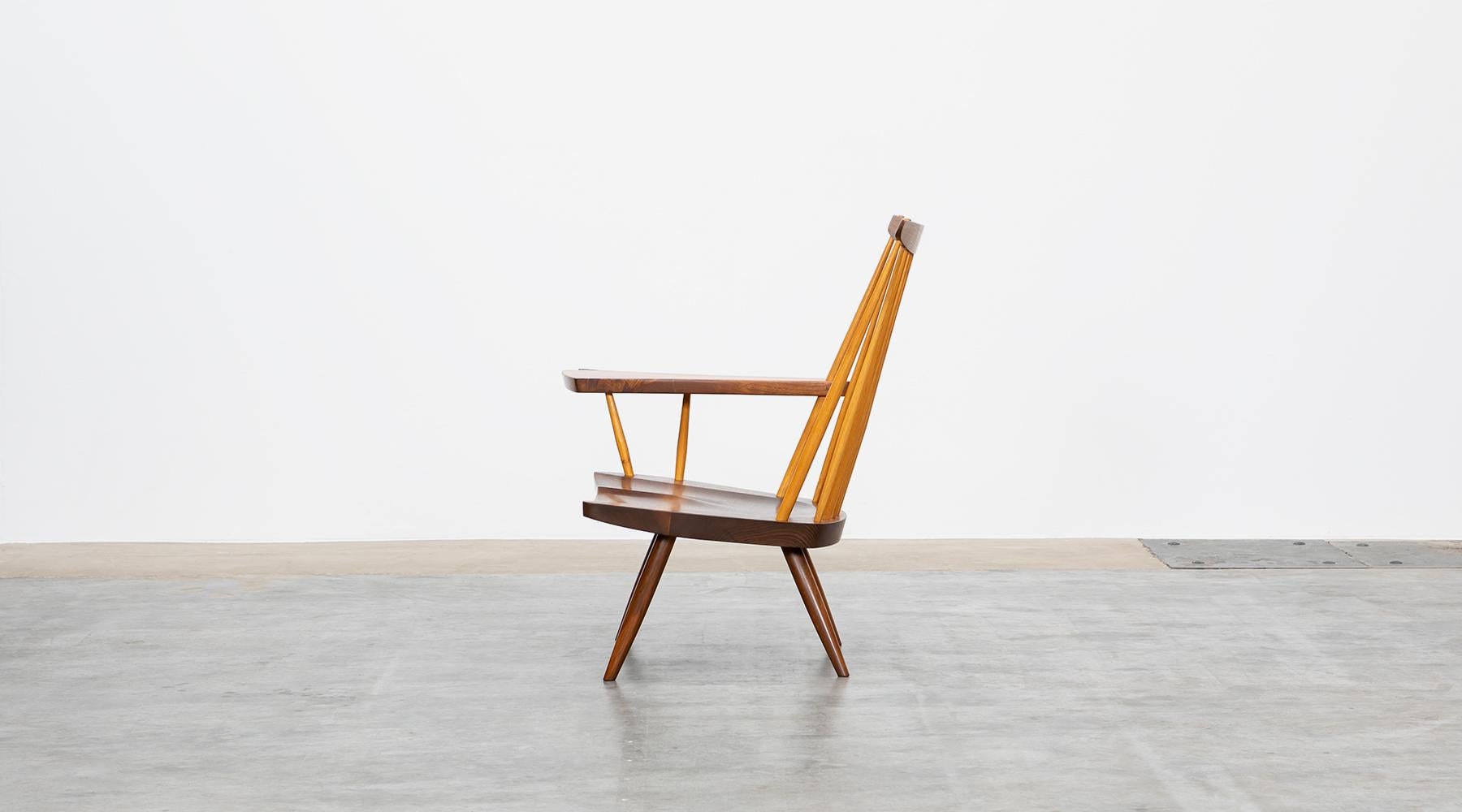 Mid-Century Modern Brown Walnut Armchair Designed by George Nakashima