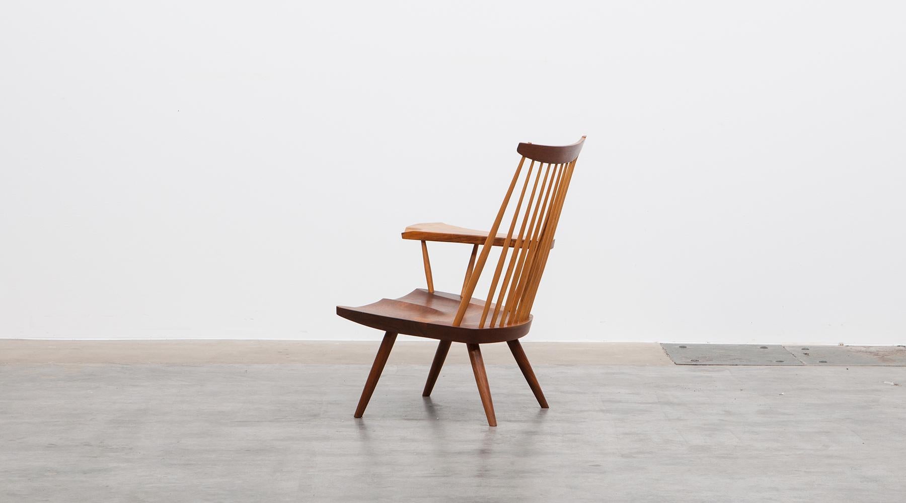 American Brown Walnut Armchair Designed by George Nakashima