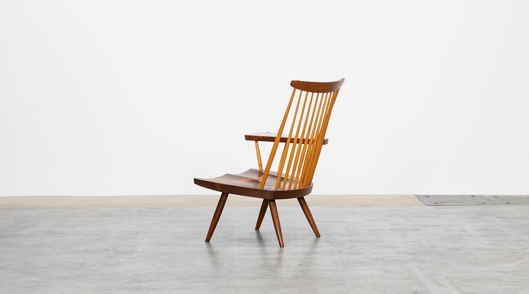 American Brown Walnut Armchair Designed by George Nakashima