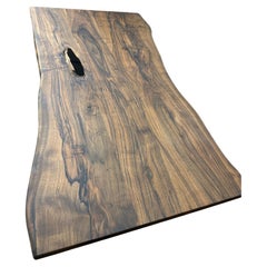 Brown Walnut Wood Conferance Live Edge Table - Handcrafted Modern Wood Table