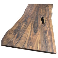 Brown Walnut Wood Conferance Live Edge Table - Handcrafted Modern Wood Table