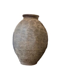 Brown Weathered Glaze Ribbed Texture Vase, China, Contemporary