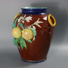 Brown Westhead Moore and Co Majolica Peaches Vase