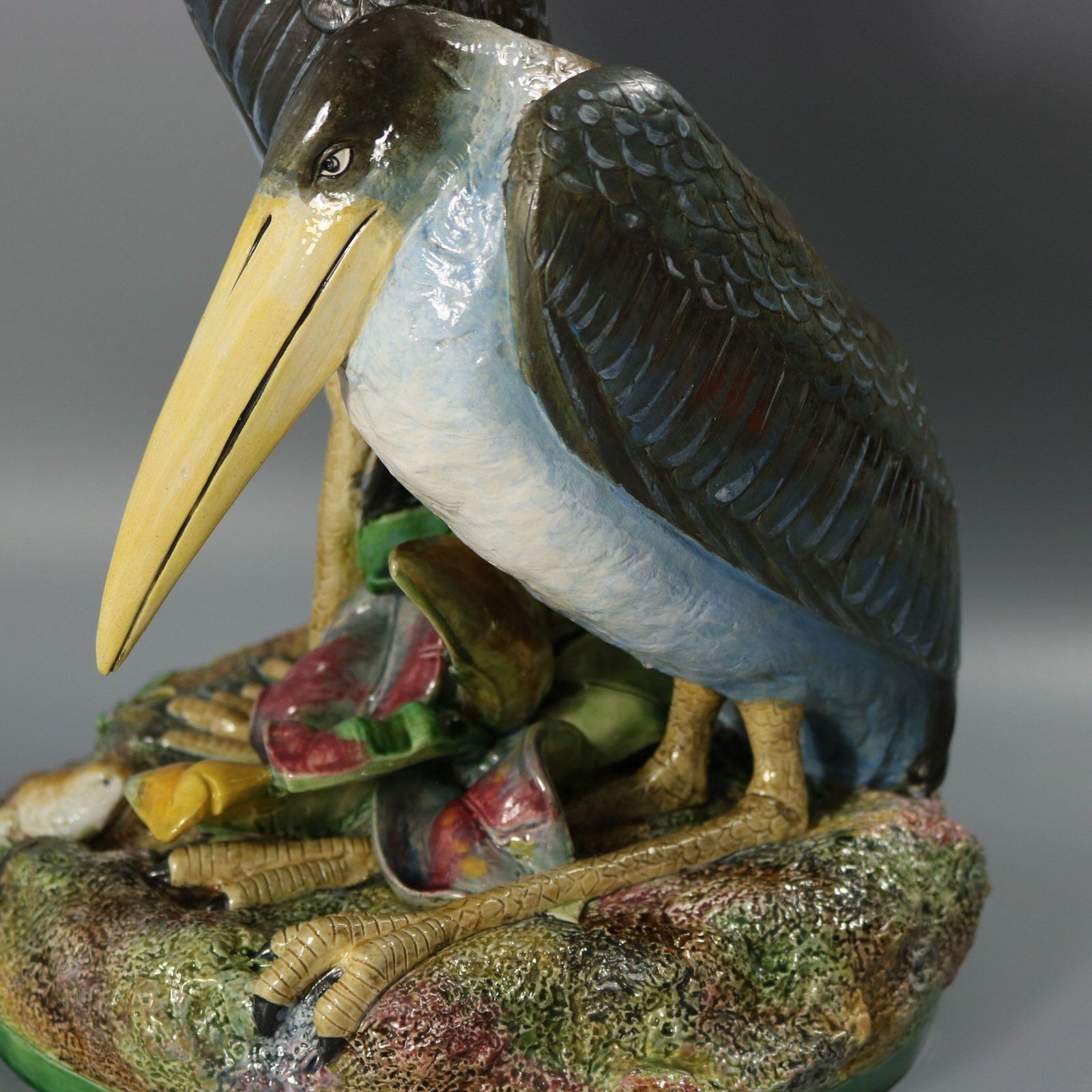 Brown Westhead Moore & Co Majolica Storks Vase 7