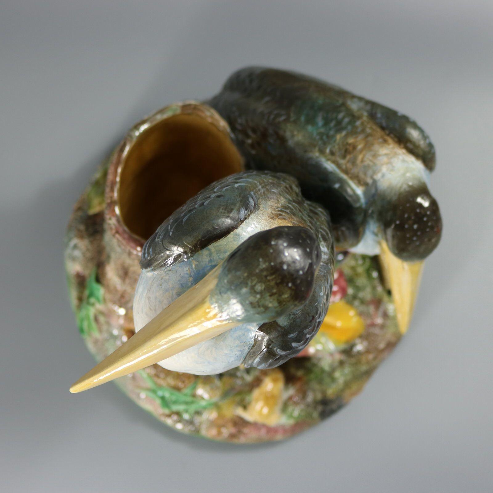 Brown Westhead Moore & Co Majolica Storks Vase 8