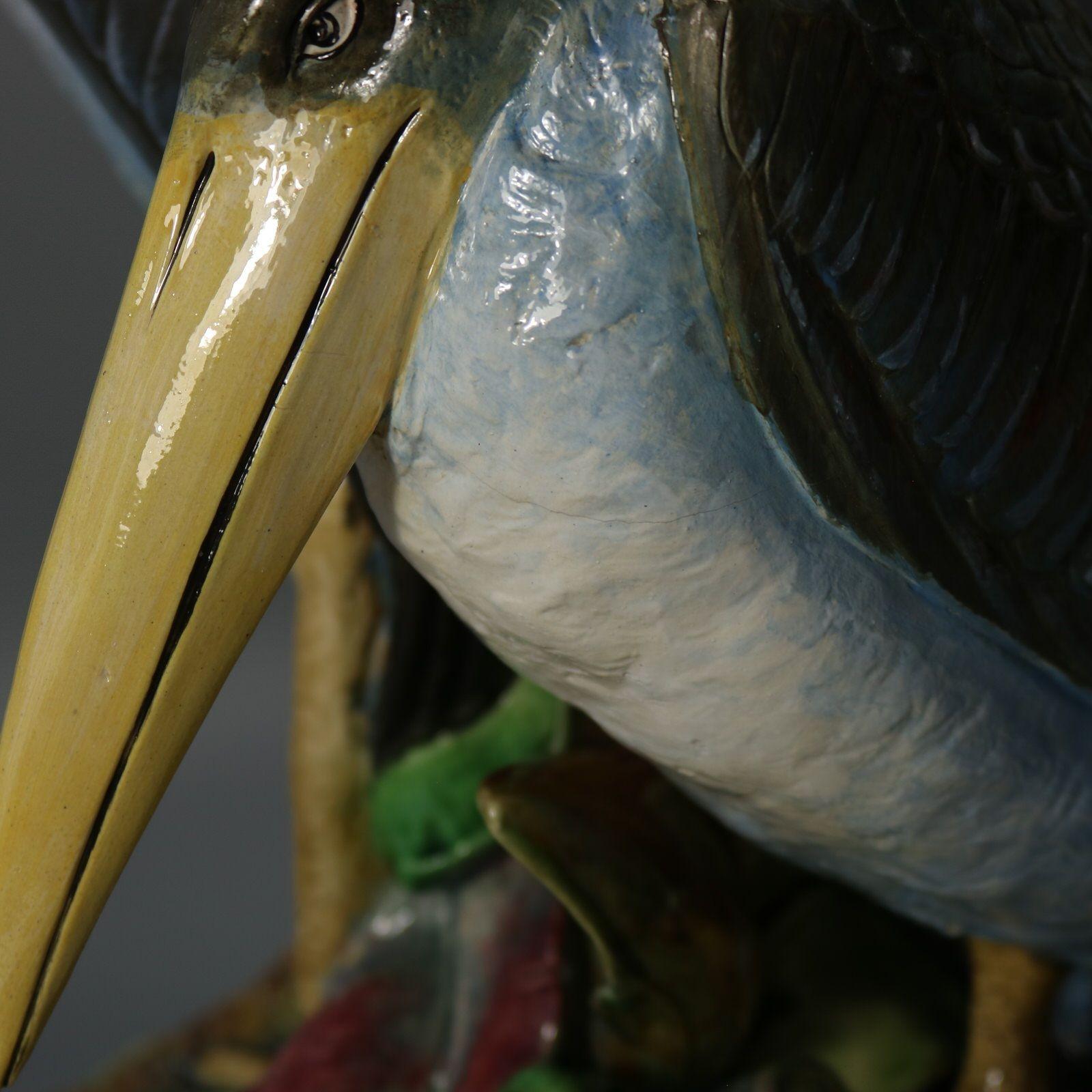 Brown Westhead Moore & Co Majolica Storks Vase 13