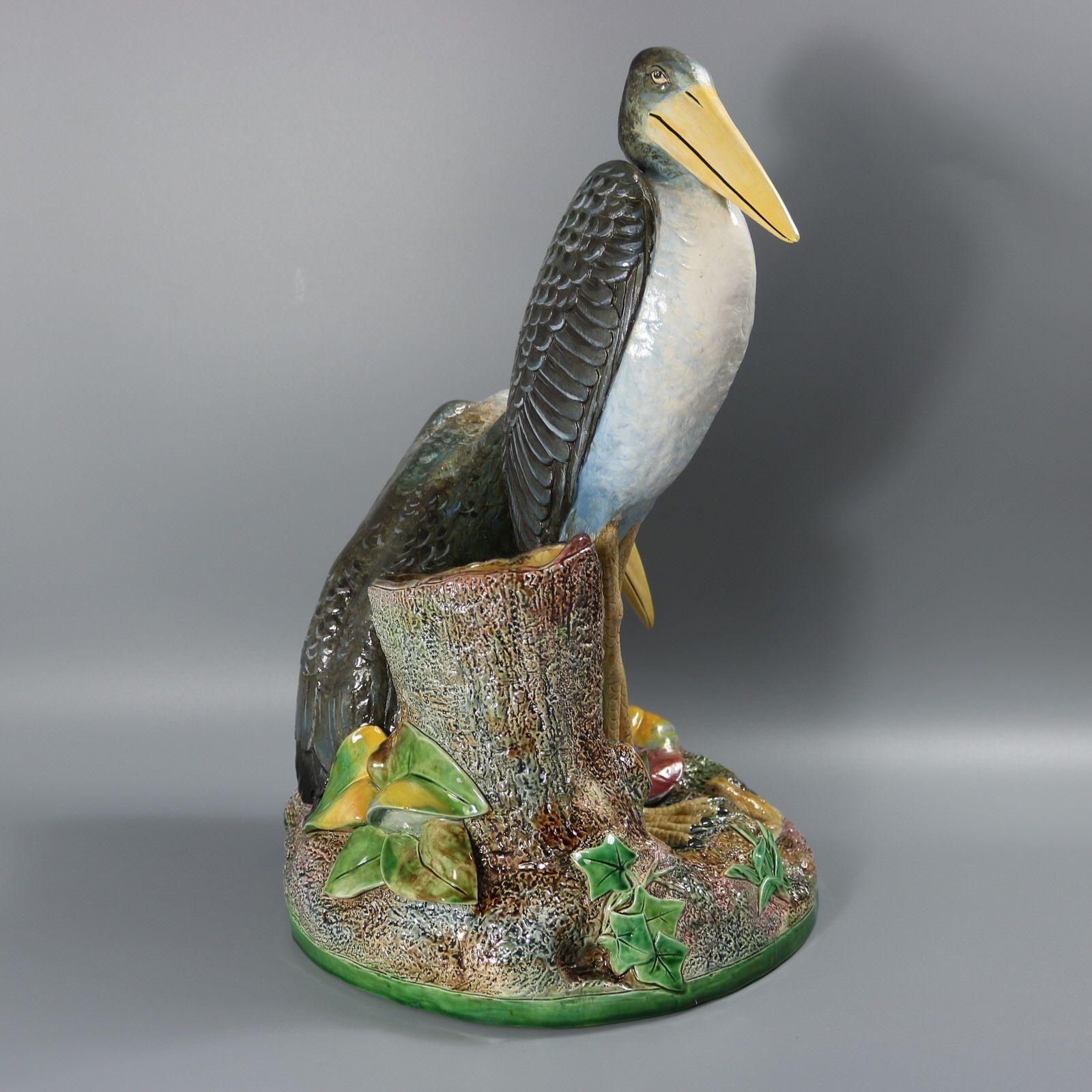Brown Westhead Moore & Co Majolica Storks Vase 2