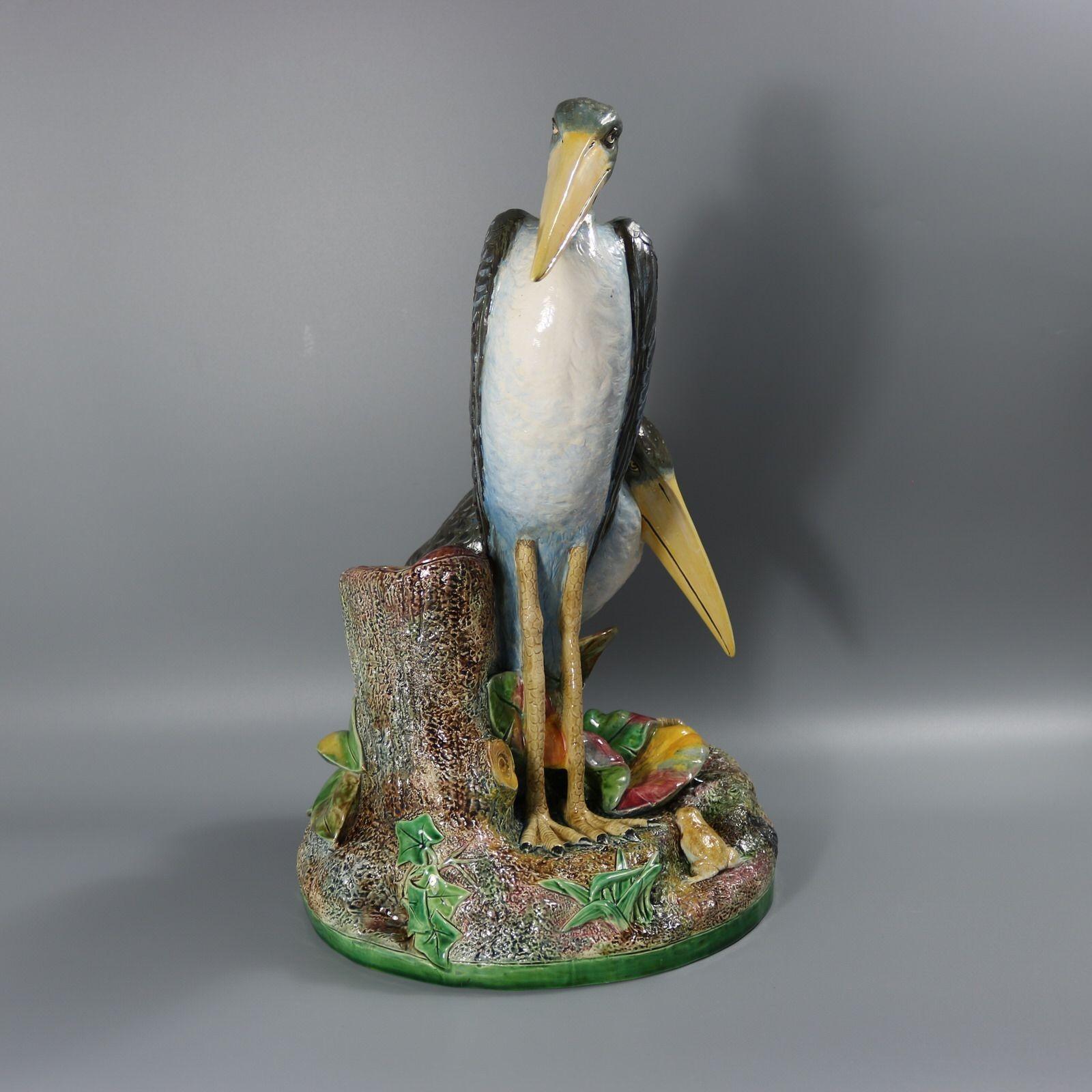 Brown Westhead Moore & Co Majolica Storks Vase 3