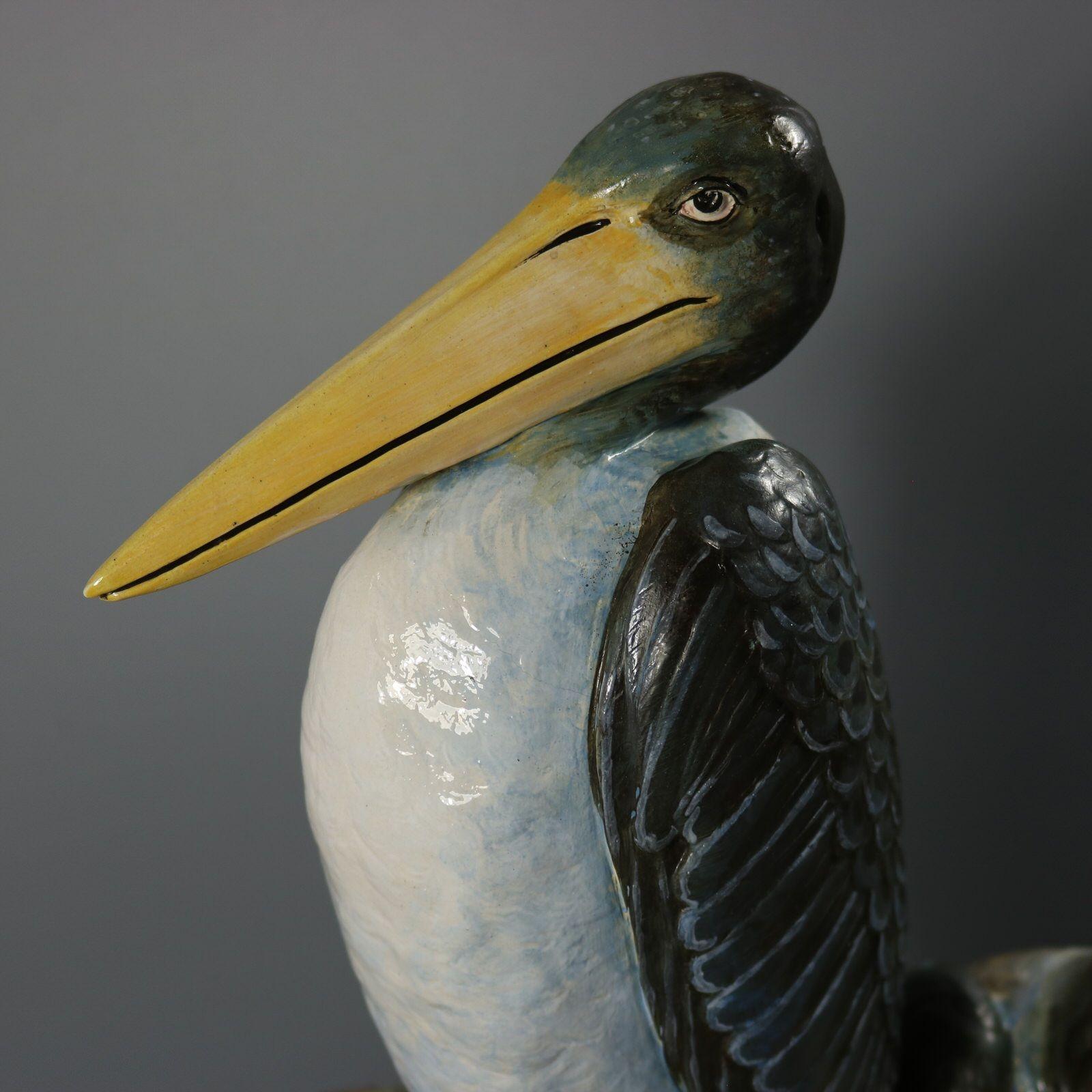Brown Westhead Moore & Co Majolica Storks Vase 4