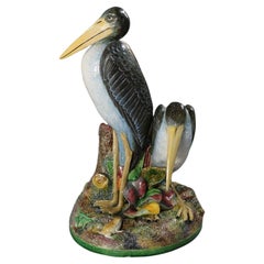 Brown Westhead Moore & Co Majolica Storks Vase