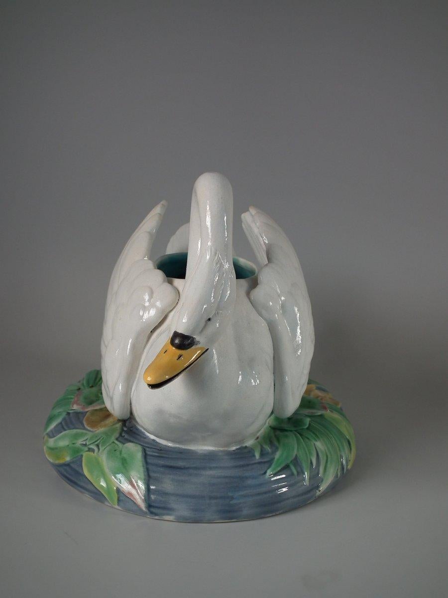 Brown Westhead Moore & Co. Majolica Swan Planter 2