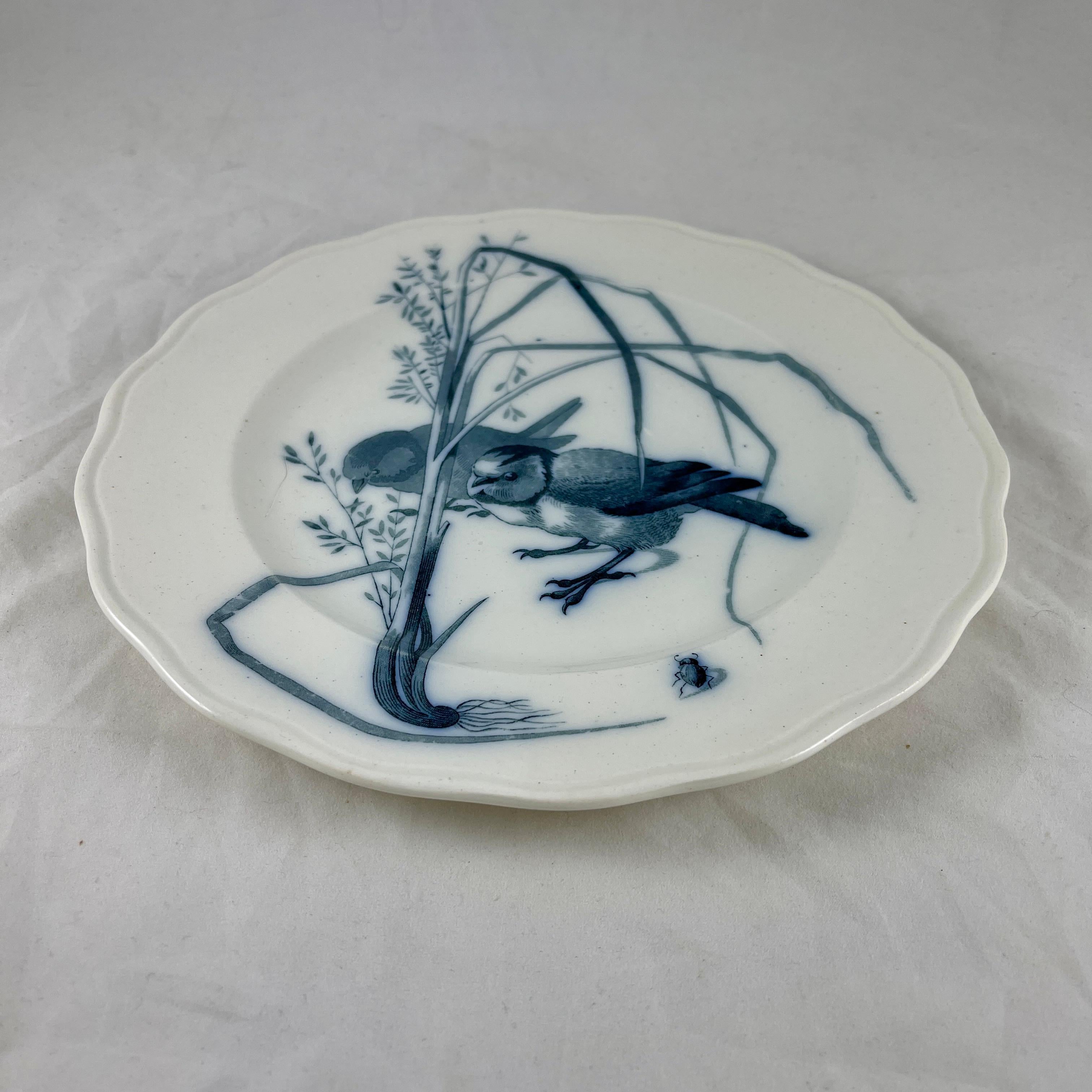 Aesthetic Movement Brown, Westhead & Moore English Ironstone Canova Bird Plate, No. 18