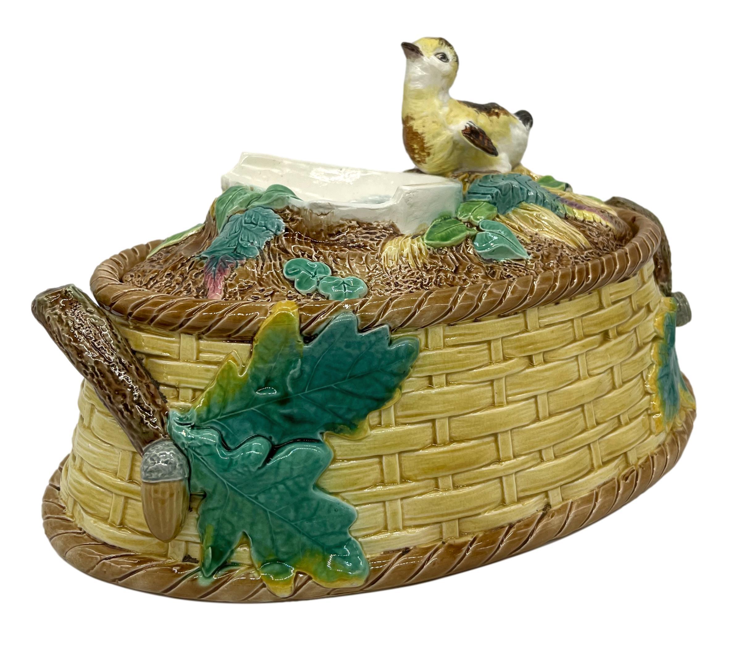 Victorian Brown-Westhead, Moore Majolica Game Tureen with Grouse Chick, English, ca. 1875